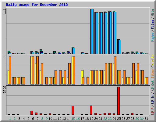 Daily usage for December 2012