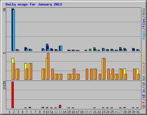 Daily usage for January 2013