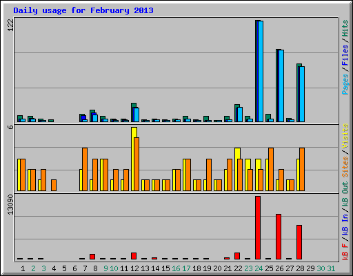 Daily usage for February 2013