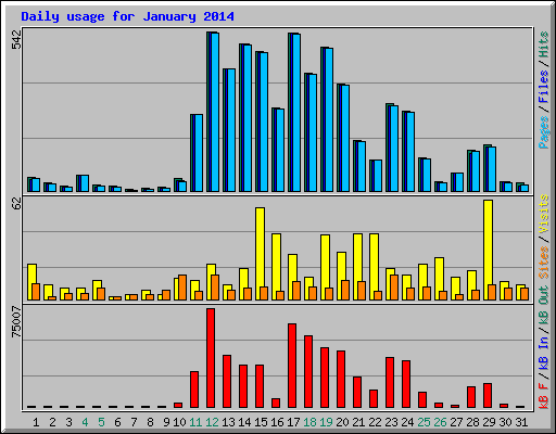 Daily usage for January 2014