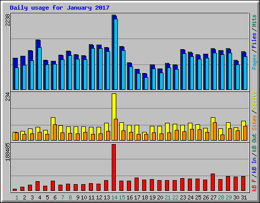 Daily usage for January 2017